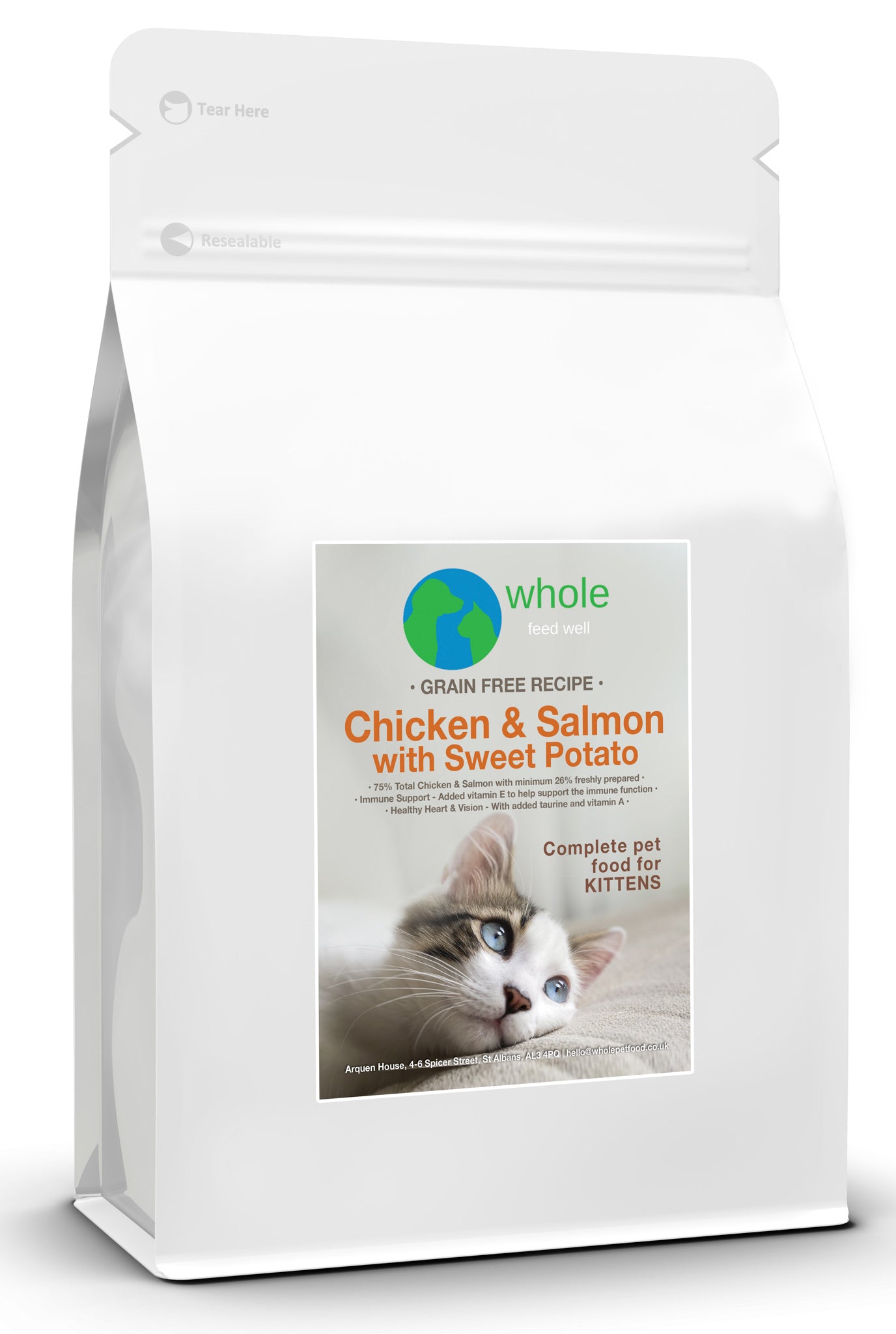 Grain Free Kitten Chicken, Salmon & Sweet Potato